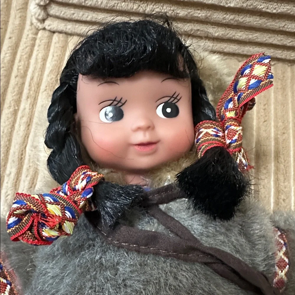 Collectible Artic Circle Eskimo Gray and Brown Plush Doll